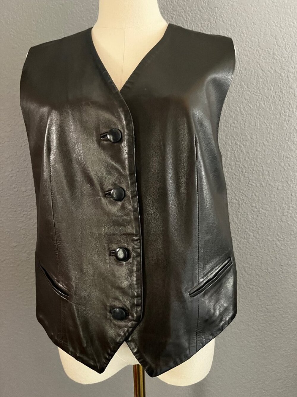 Vintage VOTRE NOM PARIS CHOCOLATE BROWN LEATHER VEST MADE IN FRANCE - FR 5 = XL